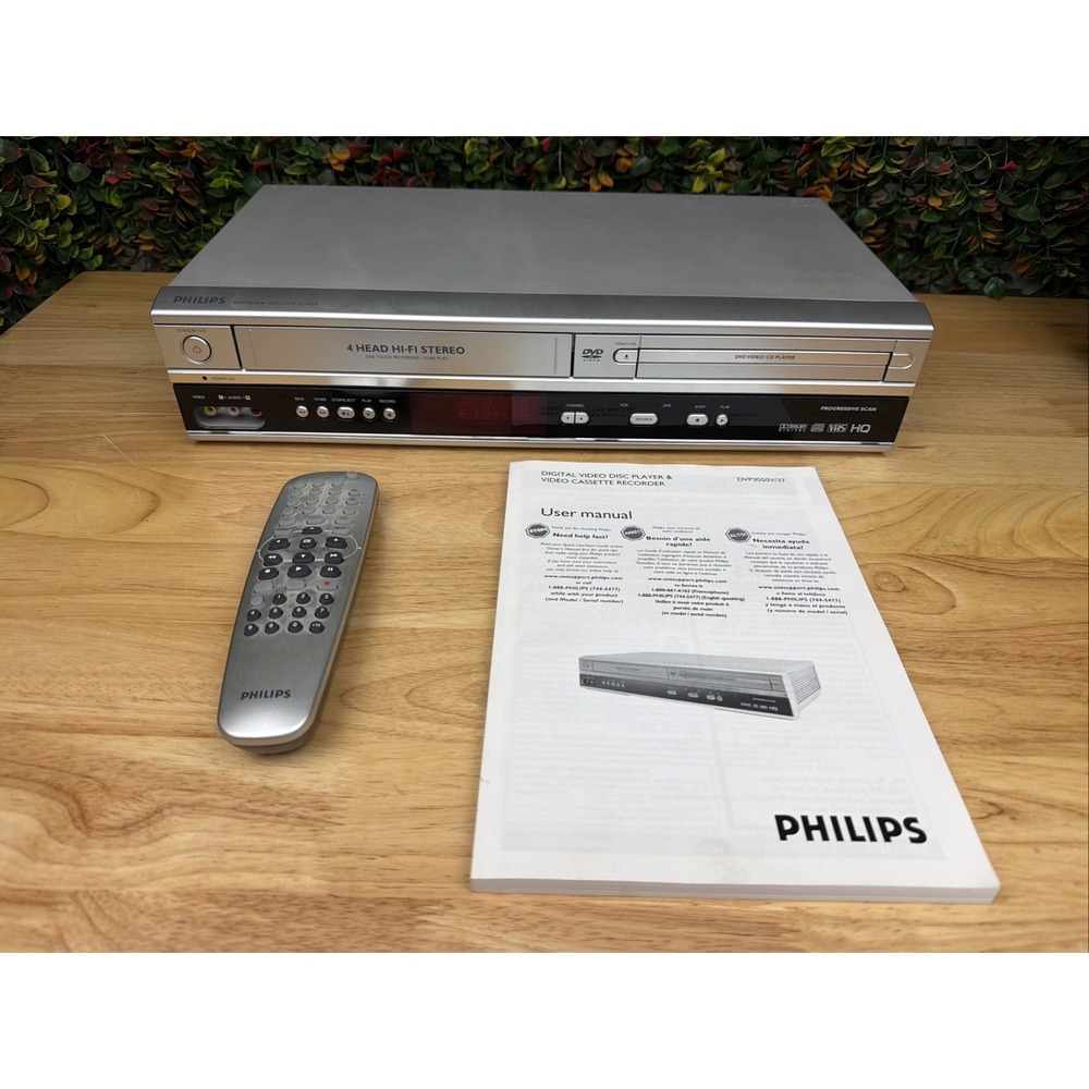 Philips DVP3050V DVD VCR Combo Player TESTED Works + Remote VHS Recorder